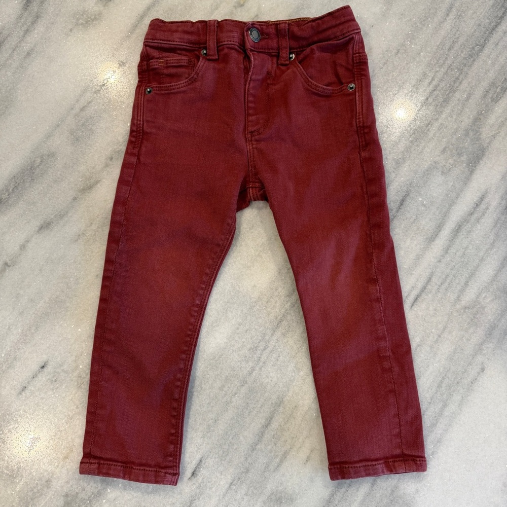 Zara Toddler Baby Boy Brick Red Slim Fit Jeans Denim 18-24 Months Cool‎ Edition